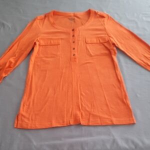 Zenergy's Women's Long Sleeve Button-Front Top - Orange - Size 0